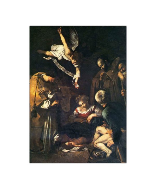 Kartka bożonarodzeniowa – Caravaggio, Narodzenie ze św. Franciszkiem i św. Wawrzyńcem, 1600