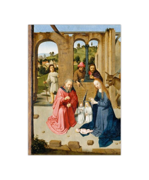Kartka bożonarodzeniowa – Gerard David, Narodzenie, ok. 1480