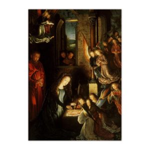 Kartka bożonarodzeniowa – Gerard David, Narodzenie, ok. 1495