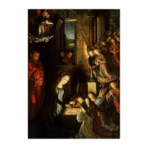 Kartka bożonarodzeniowa – Gerard David, Narodzenie, ok. 1495