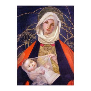 Kartka bożonarodzeniowa – Marianne Stokes, Madonna z Dzieciątkiem, 1908