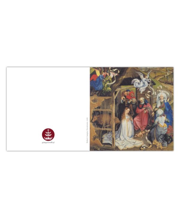 Kartka bożonarodzeniowa – Robert Campin, Narodzenie, 1420